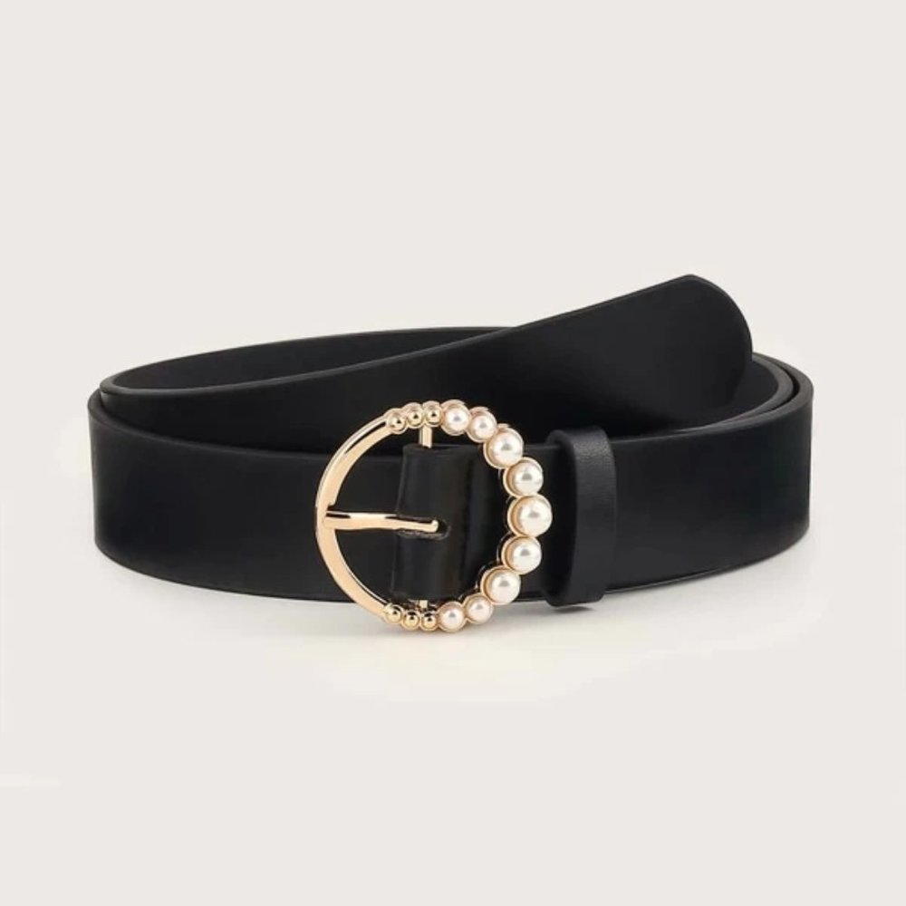 ✨Host Pick✨Black Pearl Decor Buckle Belt - Picture 2 of 4